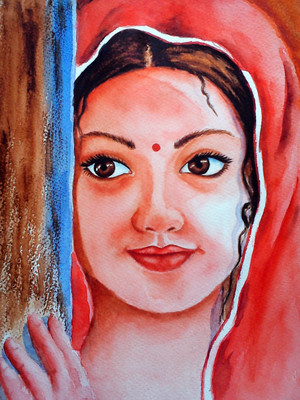 

Oshi - Indian Girl Fine Art Paper Print(18 inch X 12 inch, Streched)