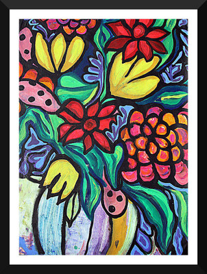 

Tallenge - Abstract Floral Oil Painting - Small Size Ready-to-hang Framed Art Print On - Small Size Framed Art Print On Photographic Paper(9 inch X 12 inch, Framed)
