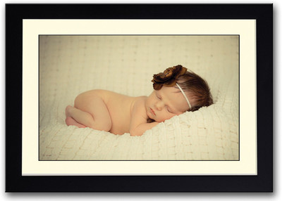 

Baby With Brown Bow Sleeping Fine Art Print(14 inch X 20 inch, Framed)