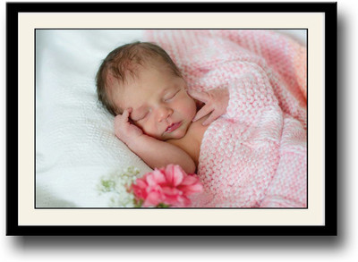 

Baby sleeping with pink rose Fine Art Print(10 inch X 14 inch, Framed)