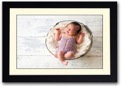 

Cute Little Baby In Basket Fine Art Print(14 inch X 20 inch, Framed)