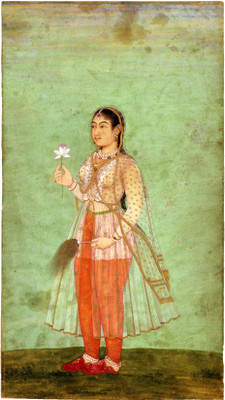 53% OFF on Lady with Flower and Fly Whisk Fine Art Print(18 inch X 12 inch)