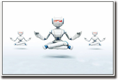 

3 meditating robots Fine Art Print(12 inch X 18 inch, Rolled)