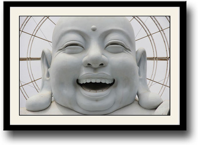 

White laughing Buddha Fine Art Print(10 inch X 14 inch, Framed)