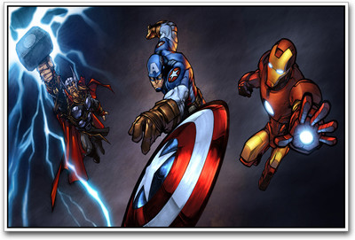 

Iron man Captain America & Thor Paper Print(12 inch X 18 inch)