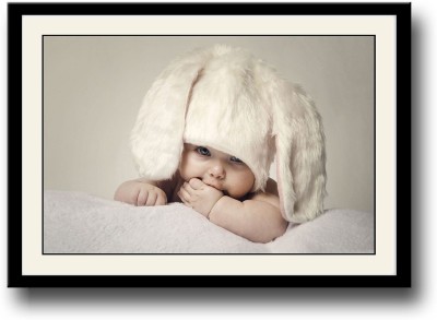 

Adorable baby with bunny hat Fine Art Print(10 inch X 14 inch, Framed)