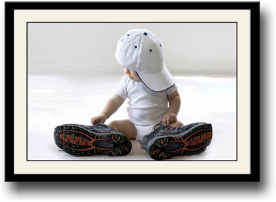 

Baby wearing shoes & cap Fine Art Print(10 inch X 14 inch, Framed)