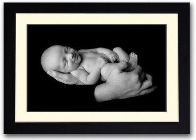 

Newborn Cute Baby Smiling In Hands Fine Art Print(14 inch X 20 inch, Framed)