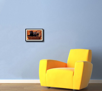 

Three cute dog in Basket Fine Art Print(10 inch X 14 inch, Framed)