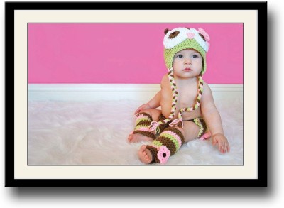 

Baby in cute green dress Fine Art Print(10 inch X 14 inch, Framed)