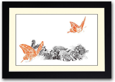 

Lion and Butterfly Abstract Fine Art Print(14 inch X 20 inch, Framed)