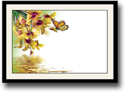 

Black and yellow butterflies Fine Art Print(10 inch X 14 inch, Framed)
