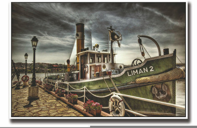 

Posterhouzz Green docked ship Fine Art Print(12 inch X 18 inch, Rolled)