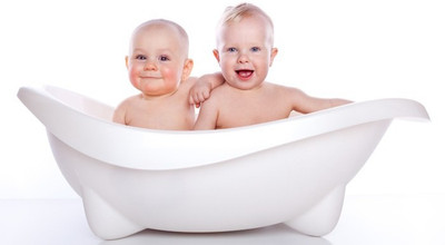 

Posterhouzz Two Bathing Baby Poster Fine Art Print(12 inch X 18 inch, Rolled)