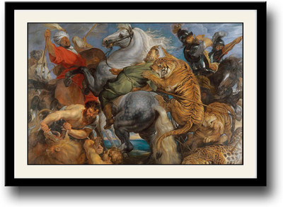 

Men fighting animals vintage Fine Art Print(10 inch X 14 inch, Framed)