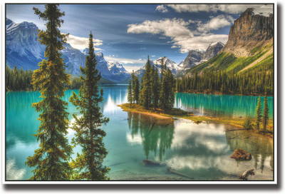 

Beautiful water and mountains landscape Fine Art Print(12 inch X 18 inch, Rolled)