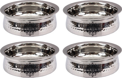 

IndianArtVilla Set of 4 Stainless Steel Handi Handi 2.4 L(Steel), Silver