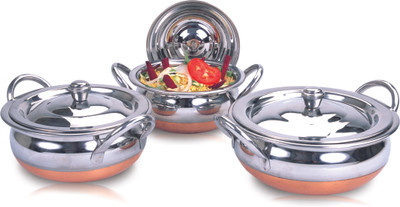 

Garuda Copper Set Handi 0 L with Lid(Stainless Steel, Copper, Induction Bottom)