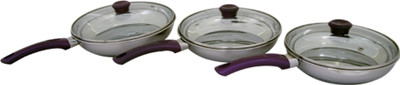 Uniqraft Fry Pan 22 cm diameter(Stainless Steel, Non-stick, Induction Bottom), Purple;silver