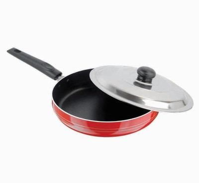 

Nandani Rounded Sides Fry Pan with Lid FP-11WL Fry Pan 23 cm diameter with Lid(Aluminium, Non-stick), Multicolor