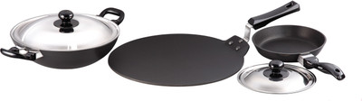 

Hawkins Futura Cookware Set NA Pan 33 cm diameter with Lid(Aluminium, Non-stick), Black