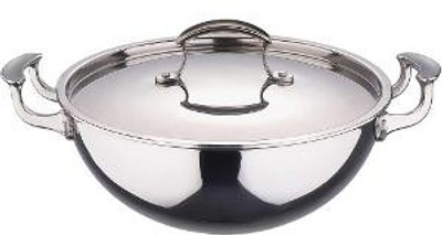 

Bergner Wok with Lid Kadhai 24 cm with Lid(Stainless Steel, Induction Bottom)
