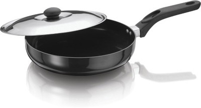

Suruchi Stir Fry Pan 20 cm diameter with Lid(Hard Anodised, Non-stick), Black