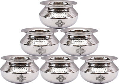 

IndianArtVilla Set of 6 Stainless Steel Punjabi Handi Handi 3.9 L(Steel), Silver