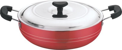 

Suruchi Kadhai 30 cm with Lid(Aluminium, Non-stick), Black;red