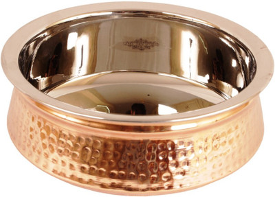 

IndianArtVilla 3.5" X 7.8" X 3.5" Handmade High Quality Stainless Steel Copper Dish Serving Indian Food Daal Curry Handi Bowl Handi 0.5 L(Copper), Brown