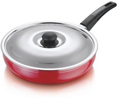 

Suruchi Fry Pan 24 cm diameter with Lid(Aluminium, Non-stick, Induction Bottom), Maroon