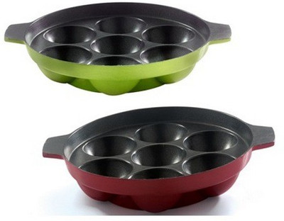 Brilliant 2pc Non-Stick Red & Green Appam Patra Paniyarakkal Set(Aluminium, Non-stick), Green;red