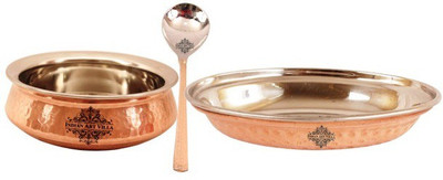 

IndianArtVilla Serving Set Handi 1 L(Steel, Copper), Brown;steel