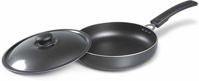 

OK Family Fry Pan 28 cm diameter with Lid(Aluminium, Non-stick), Grey
