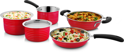 

CookAid Stainless Steel Friendly Cookware NA Pan 0 cm diameter(Stainless Steel, Induction Bottom), Red