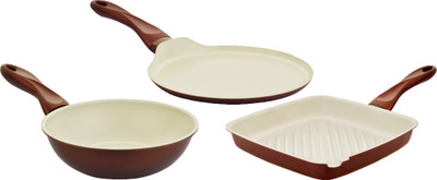 

Mondo Ceramic Coated Cookware Set Stir Fry Pan 20 cm diameter(Ceramic, Non-stick), Brown