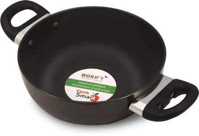 

Boxify Hindalco Alluminium Kadhai 0 cm with Lid(Hard Anodised, Non-stick), Black