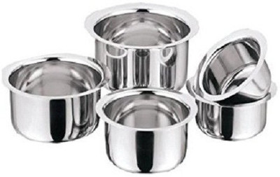 

PRISTINE Stainless Steel Induction Tri Ply Bottom Capsule Base Tope Set / 5PCS Pot 1 L(Stainless Steel, Induction Bottom), Silver
