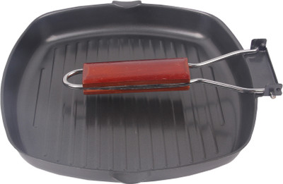 

HSR Square Grill Frying Fry Pan 24 cm diameter(Cast Iron, Non-stick), Black