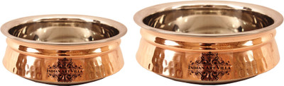 

IndianArtVilla Set of 2 Induction Handi Handi 1.5 L(Steel, Copper, Induction Bottom), Brown;silver