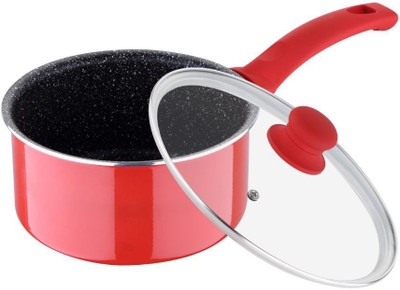 

Bergner Fry Pan 16 cm diameter with Lid(Aluminium, Non-stick, Induction Bottom), Black;red