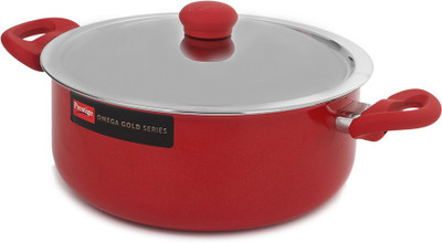 

Prestige Omega Gold Pot 4.5 L with Lid(Aluminium, Non-stick, Induction Bottom), Red