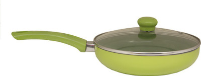 

Uniqraft Fry Pan 24 cm diameter with Lid(Stainless Steel, Non-stick, Induction Bottom), Green