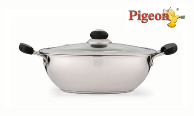 

Pigeon Kadhai 22 cm(Stainless Steel, Induction Bottom), Silver;white