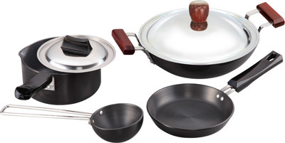 

Hawkins Hard Anodised Cookware Set Sauce Pan 18 cm diameter with Lid(Hard Anodised, Non-stick), Black