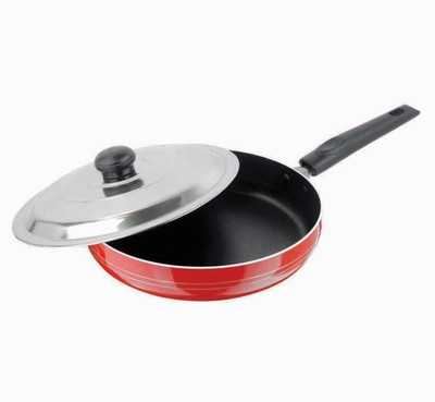 

Nandani Rounded Sides Fry Pan with Lid FP-14WL Fry Pan 28 cm diameter with Lid(Aluminium, Non-stick), Multicolor