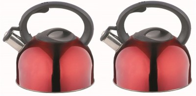 

Crystal Czarin Stainless Steel Whistling Kettle, Set of 2 Pot 2.5 L(Stainless Steel, Induction Bottom), Red