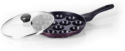 

Aristo Nonstick Appam Patra-12 pcs NA Pan 25 cm diameter with Lid(Aluminium, Non-stick), Black;maroon