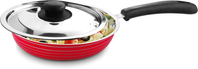 

CookAid Stainless Steel with Lid Fry Pan 22 cm diameter with Lid(Stainless Steel), Red