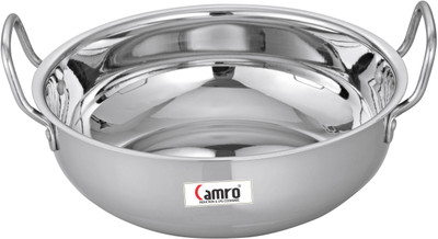Camro kadhai Flat Bottom 12 no Kadhai 20 cm diameter 2 L capacity Stainless Steel Camro Woks Kadhais
